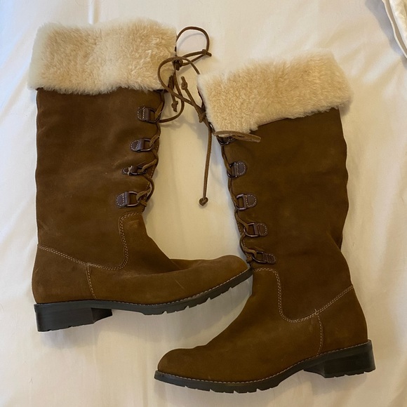 Suede Leather & Shearling Fur Winter Boots - Picture 1 of 5